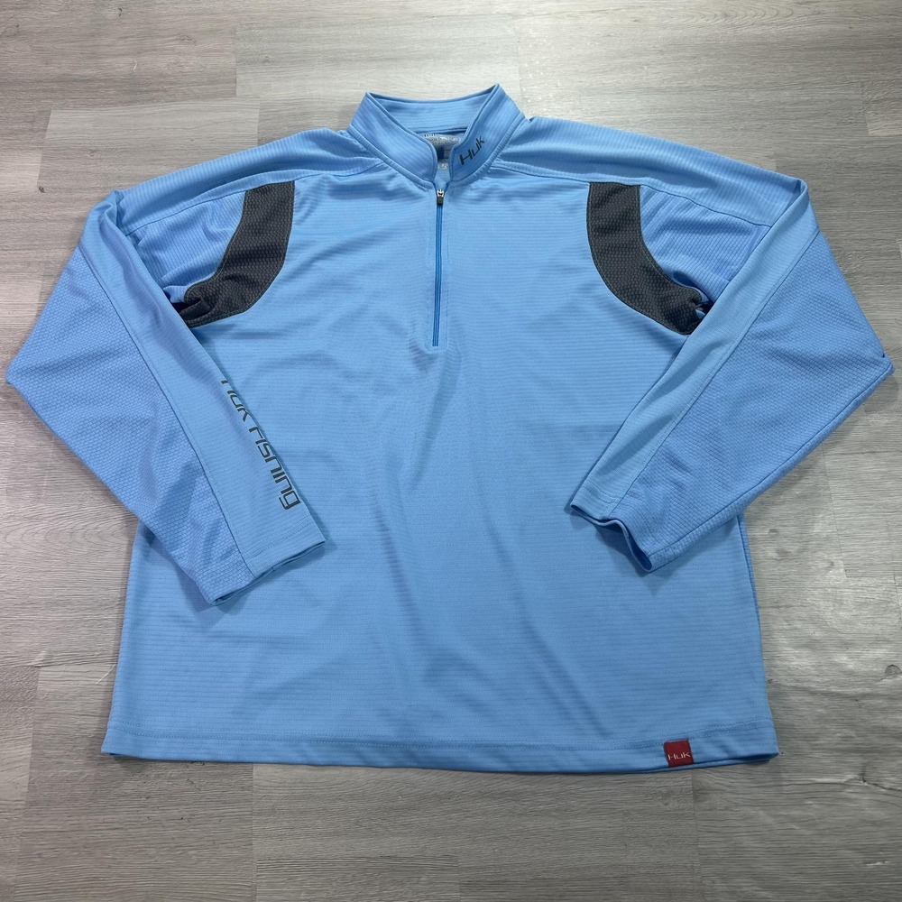 Huk Pullover Mens Small Blue 1/4 Zip Long Sleeve Fishing Top Lightweight